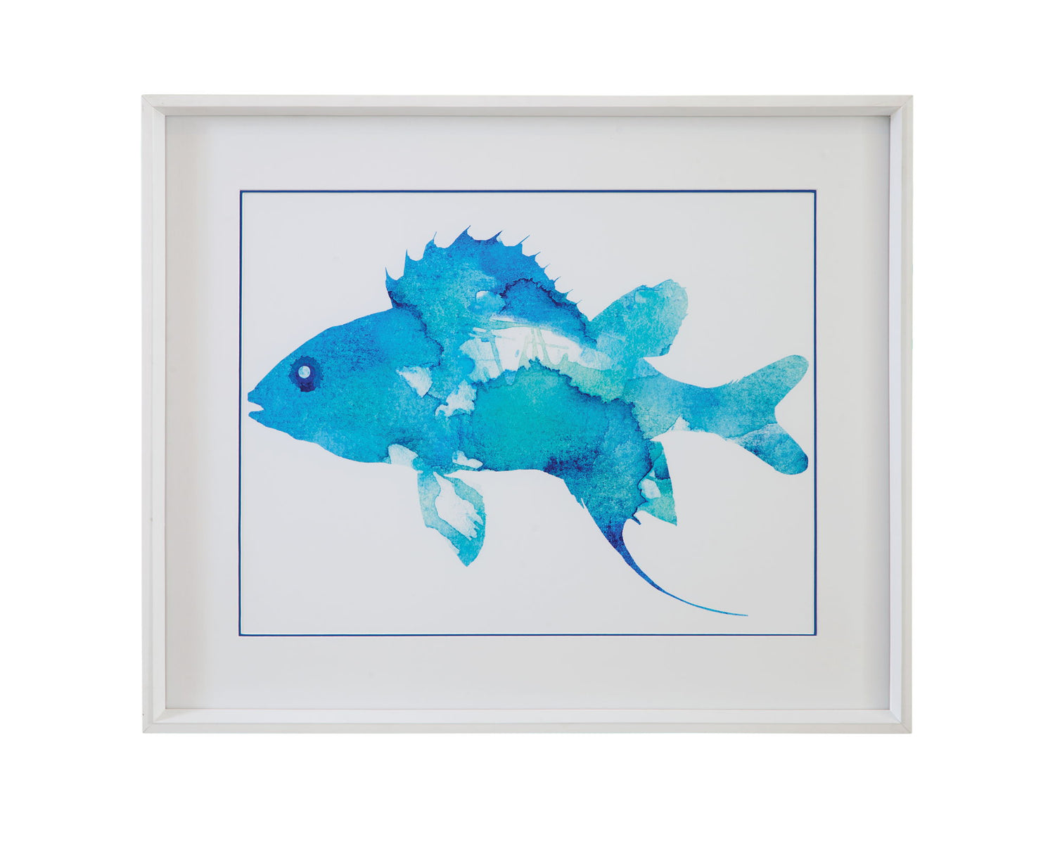 Watercolor Fish I Framed Print - Blue / White