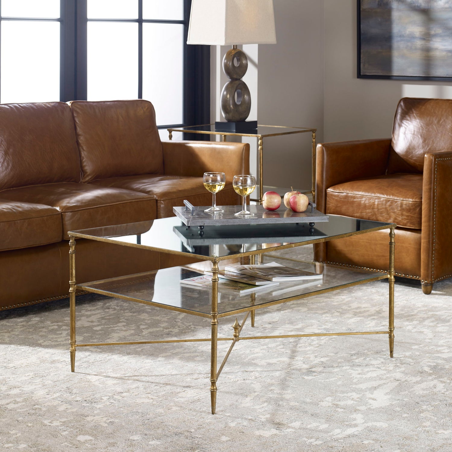 Henzler - Mirrored Glass Coffee Table - Gold