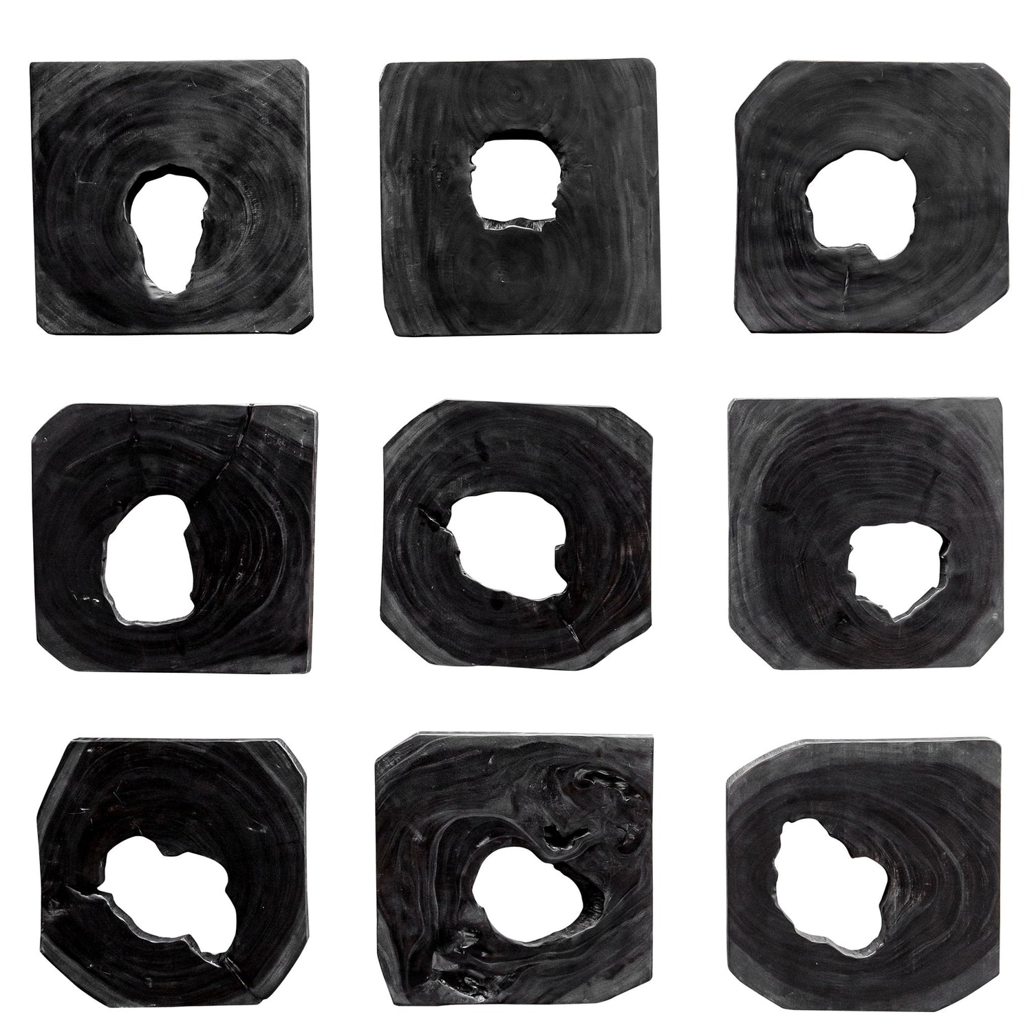 Bahati - Wood Wall Art (Set of 9) - Ebony Black