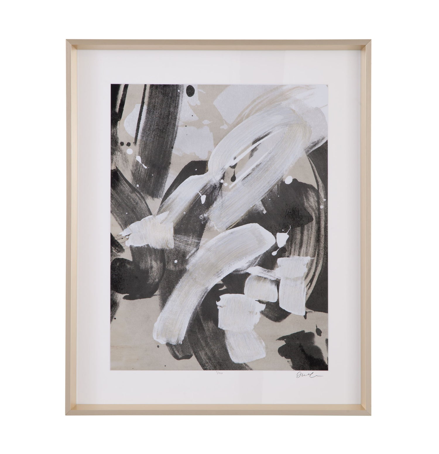 Ink Wash Gesture II Framed Print - Beige / Black