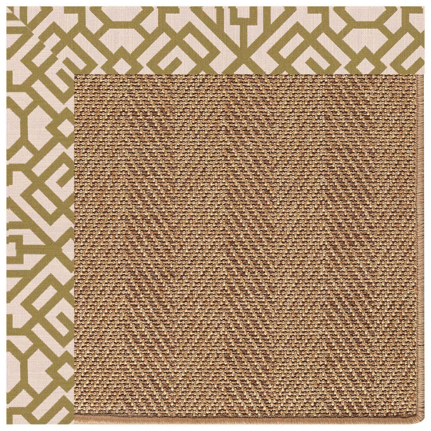 Islamorada-Herringbone - Indoor/Outdoor Bordered Rug - Lattice Pesto