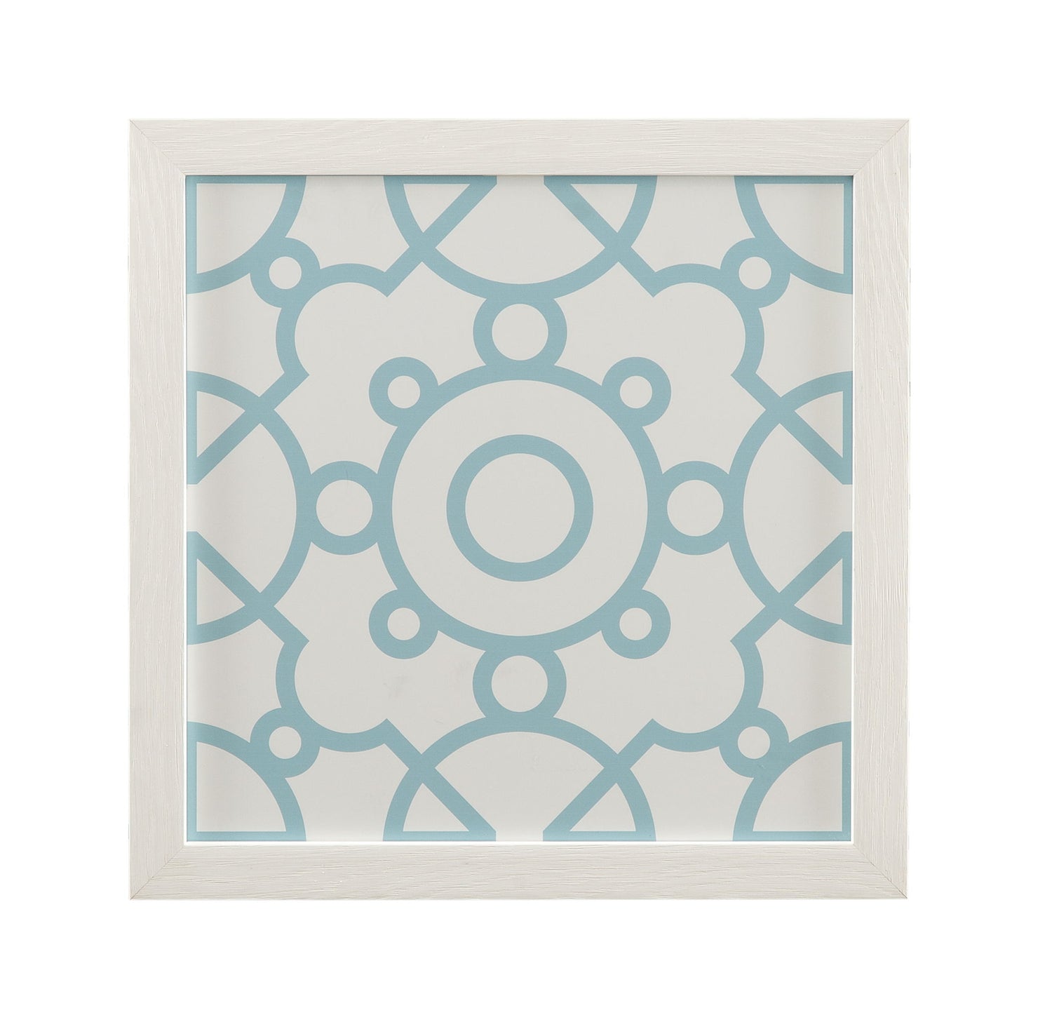 Tile Motif III Framed Print - White / Light Blue