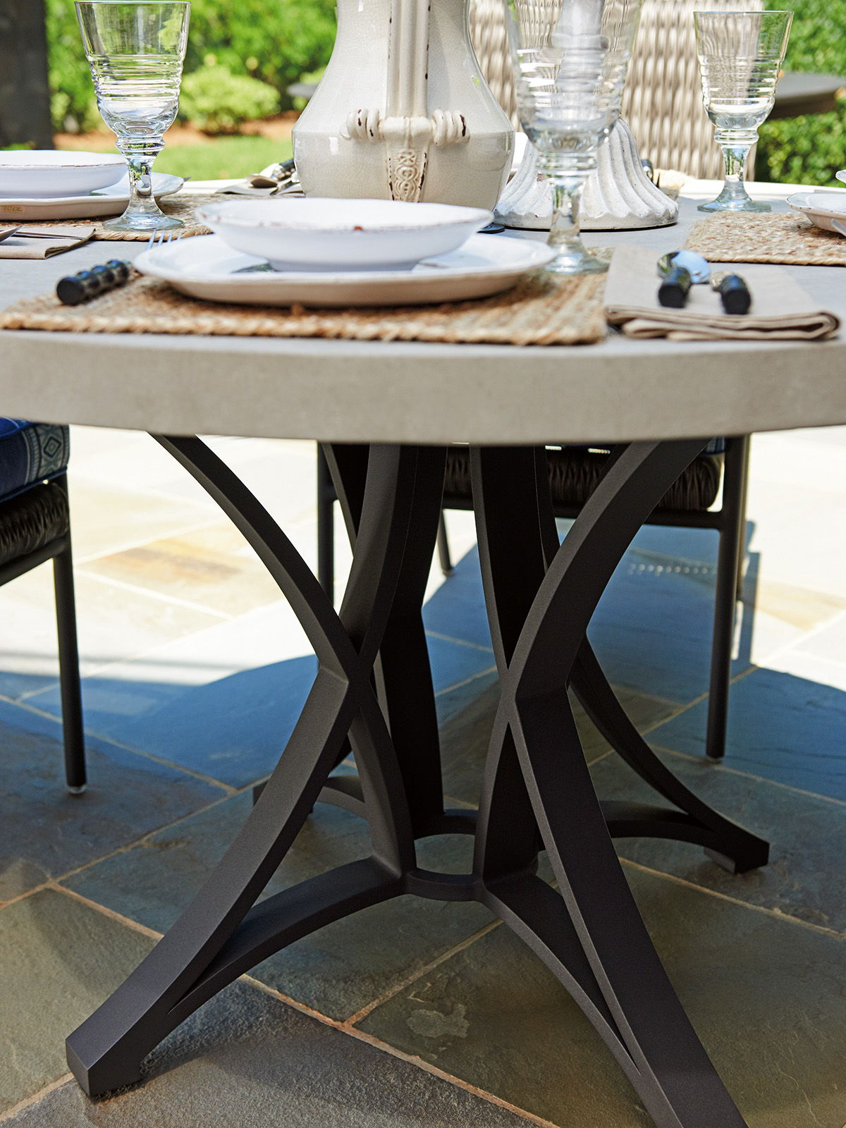 Cypress Point Ocean Terrace - Wicker Dining Table With Weatherstone Top - Dark Brown