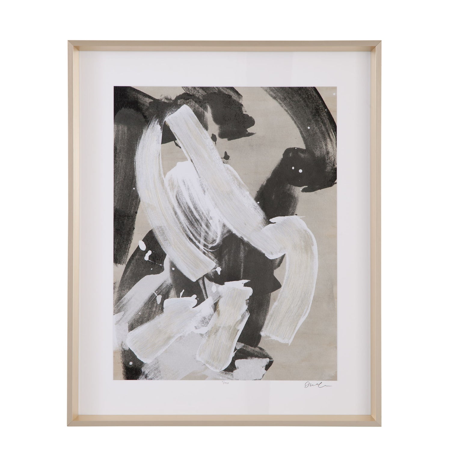 Ink Wash Gesture I Framed Print - Beige / Black