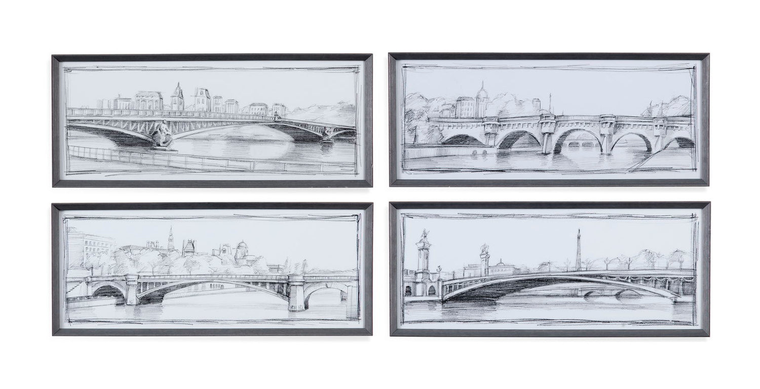 Pont Framed Print (Set of 4) - Gray