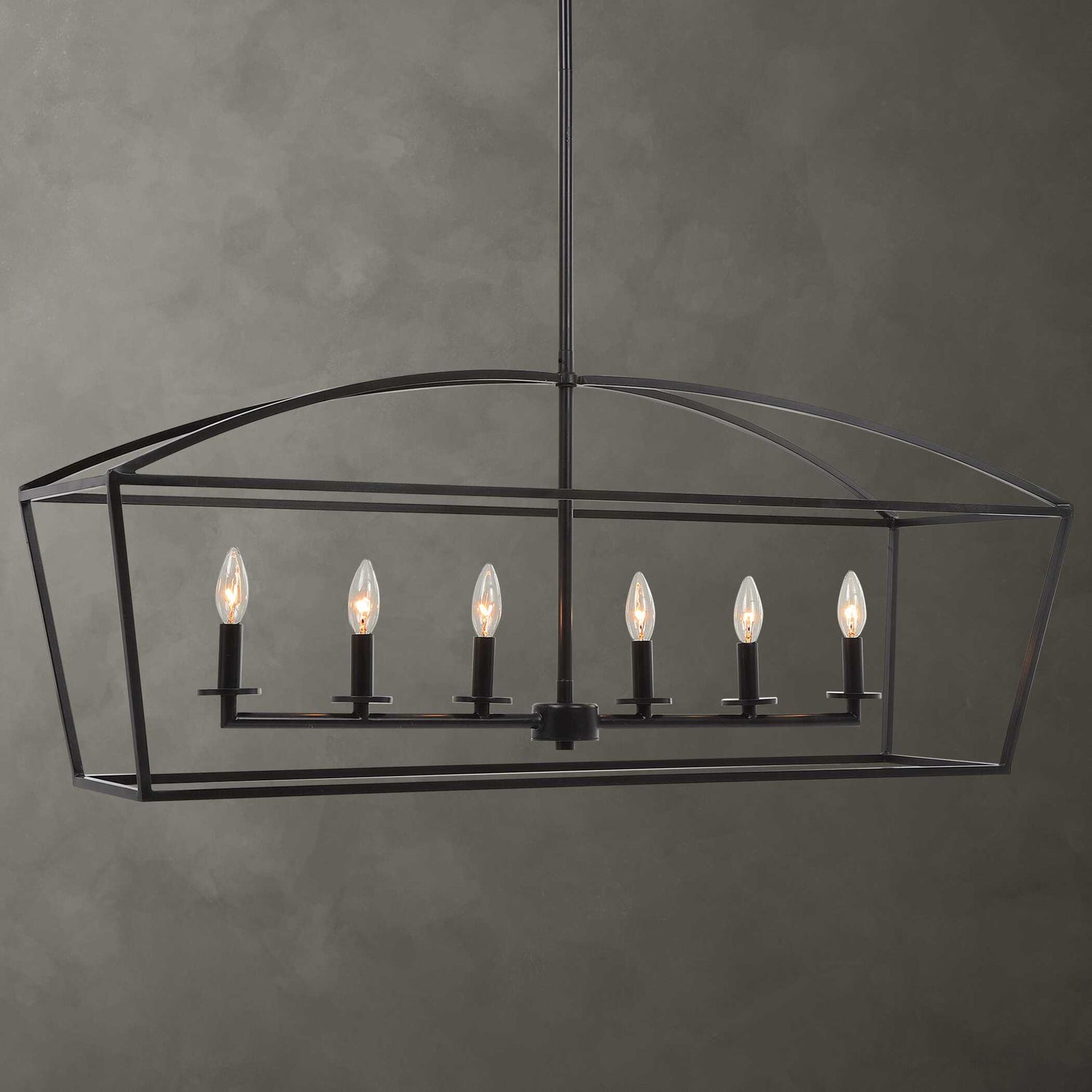 Clayton - 6 Light Linear Chandelier - Black